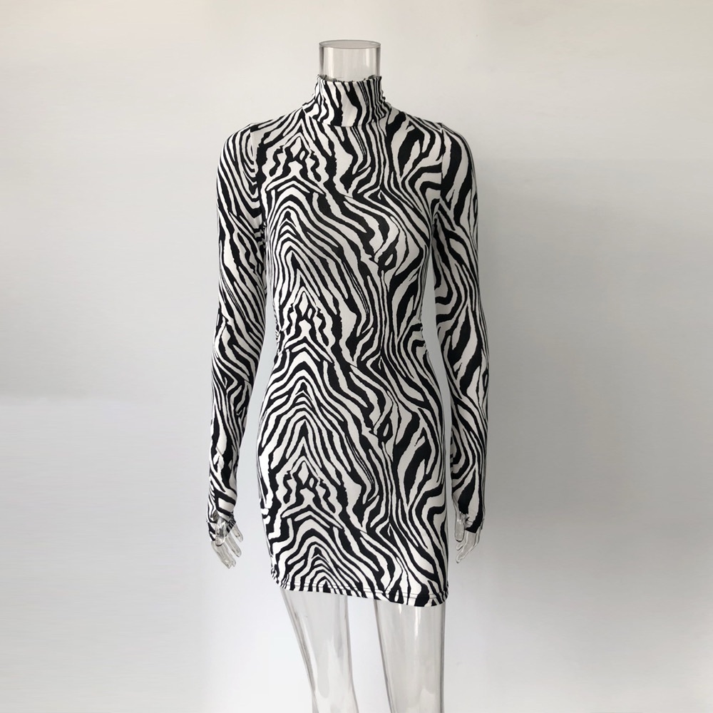 Zebra Print Long Sleeve Dress